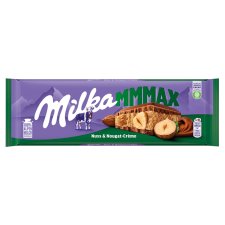 Milka Mmmax Milk Chocolate with Hazelnut-Almond Cream Filling and Whole Hazelnuts 300 g