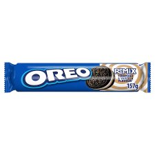 Oreo Remix vaníliaízű és tiramisuízű töltelékkel töltött kakaós keksz 157 g