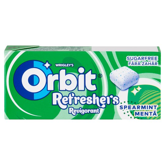 Orbit Refreshers Spearmint menta- és mentolízű cukormentes rágógumi édesítőszerrel 15,6 g