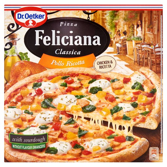 Dr. Oetker Feliciana gyorsfagyasztott pizza sült csirkecombbal és ricotta sajttal 335 g