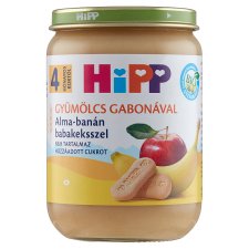 HiPP BIO alma-banán babakeksszel bébidesszert 4 hónapos kortól 190 g