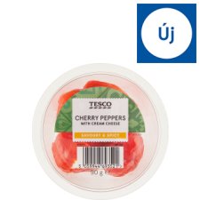 Tesco marinált piros cseresznyepaprika krémsajttal töltve 90 g