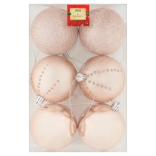 Tesco rose gold gömbdísz 80 mm 6 db