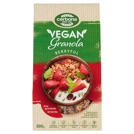 Cerbona Vegan piros gyümölcsös granola müzli 300 g