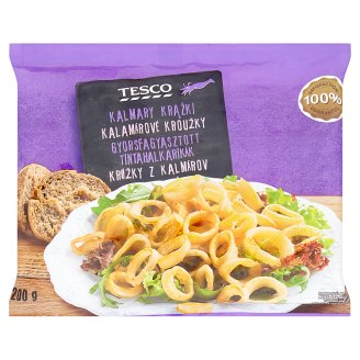 Tesco gyorsfagyasztott tintahalkarikák 200 g