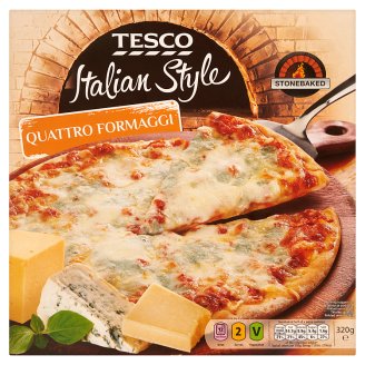 Tesco Italian Style Quattro Formaggi gyorsfagyasztott, elősütött pizzalap 320 g