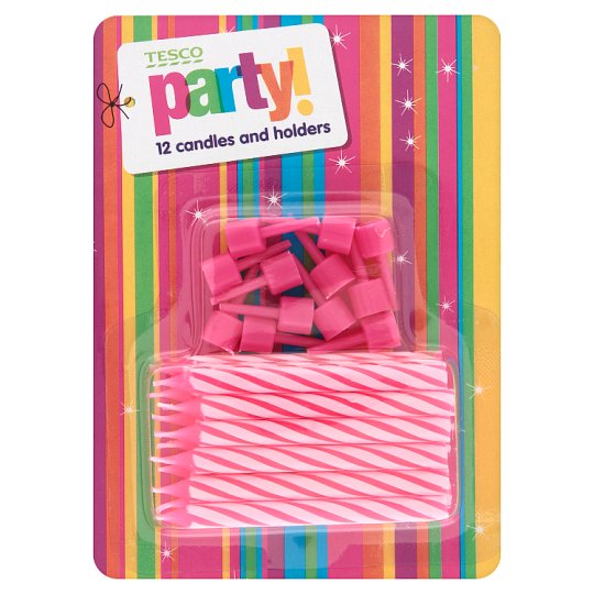 Tesco Party! Candles and Holders 12 pcs Tesco Online, Tesco From Home, Tesco Doboz
