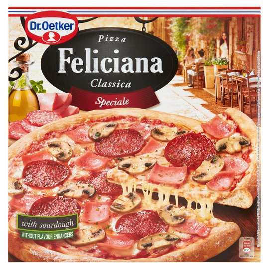 Dr. Oetker Feliciana gyorsfagyasztott pizza sonkával, gombával és szalámival 335 g