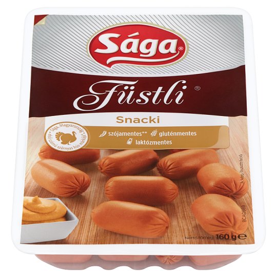 Sága Füstli Snacki főtt, füst ízesítésű, pulykahúsból készült termék 160 g