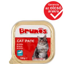 Brunos teljes értékű állateledel felnőtt macskák számára, pástétom hallal 100 g 