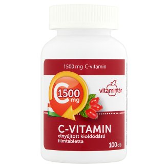 Vitamintár C-vitamin 1500 mg elnyújtott kioldódású filmtabletta csipkebogyó kivonattal 100 db 190 g