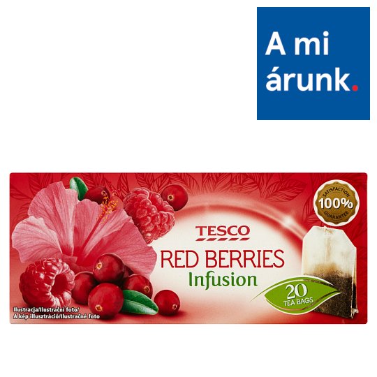 Tesco Red Berries Infusion málna-vörösáfonya ízű filteres gyümölcstea 20 filter 40 g