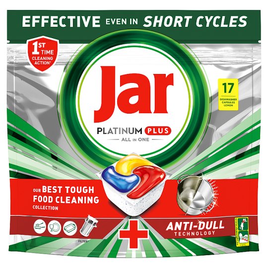 Jar Platinum Plus All in One Dishwasher Tablets Lemon, 17 Tablets