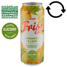 Borsodi Friss 0,0% ananász-lime ízű ital és alkoholmentes világos sör keveréke 0,5 l