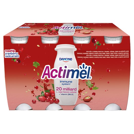 Danone Actimel zsírszegény, élőflórás vörös áfonya- ribizli- és csipkebogyóízű joghurtital 8 x 100 g