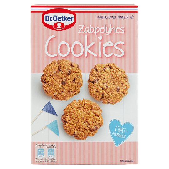 Dr. Oetker Zabpelyhes Cookies süteménypor zabpehellyel és csokoládédarabokkal 300 g