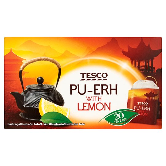 Tesco Filtered PuErh Tea with Lemon 20 Tea Bags 34 g Tesco Groceries