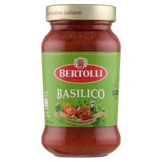 Bertolli Bazsalikom olasz tésztaszósz paradicsommal, extra szűz olívaolajjal és bazsalikommal 383 ml