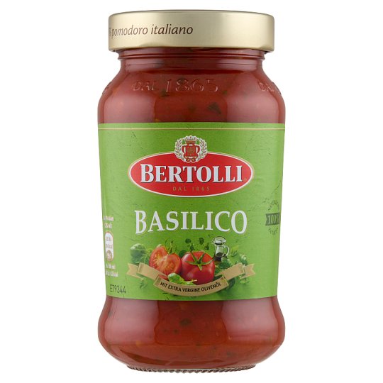 Bertolli Basil Italian Pasta Sauce with Tomato, Extra Virgin Olive Oil and Basil 383 ml