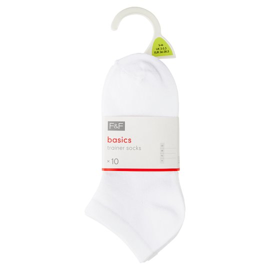 image 1 of F&F Women Ankle Socks 10 Pairs/Pack, S-M, White