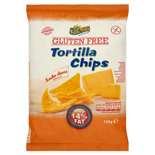 Sam Mills gluténmentes sajtos ízesítésű tortilla chips 125 g