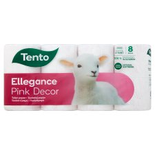 Tento Ellegance Pink Decor toalettpapír 3 rétegű 8 tekercs