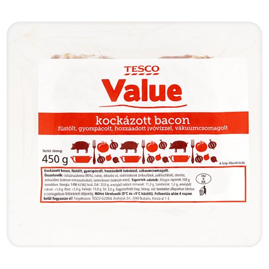 Tesco Value kockázott bacon 450 g