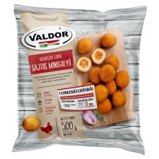 Valdor Quick-Frozen, Ready-Baked, Breaded, Mini Balls with Sausage and Hot Cheese 500 g