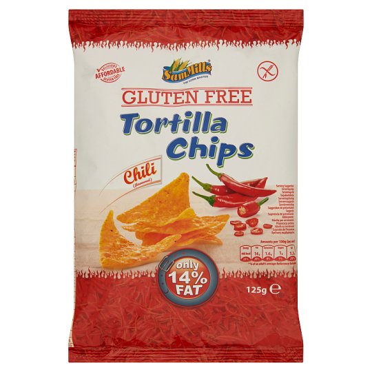 Sam Mills gluténmentes chilis ízesítésű tortilla chips 125 g Tesco