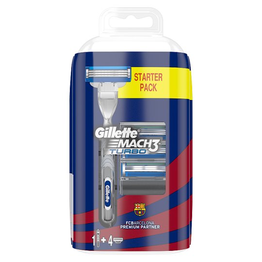 Gillette Mach3 Turbo FC Barcelona Men's Razor Handle + 4 Blades