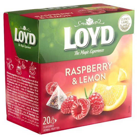 Loyd Raspberry & Lemon Flavoured Tea Bags 20 Tea Bags 40 g Tesco