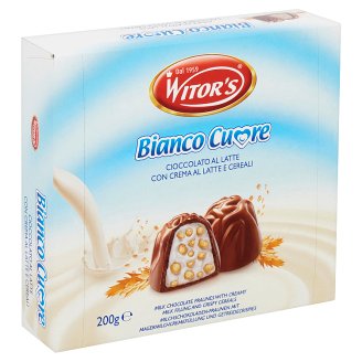 Witor's Bianco Cuore tejcsokoládés praliné tejkrémes töltettel és gabonapelyhekkel 200 g