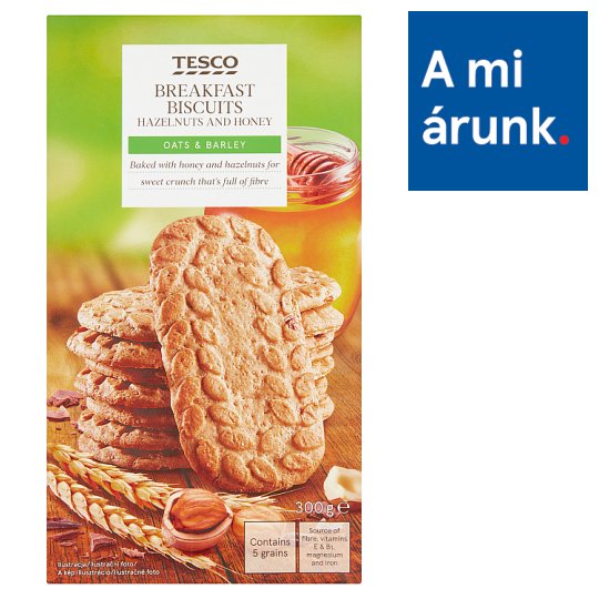 Tesco kekszek 5 féle gabonával, tejcsokoládé darabokkal, mogyoróval és mézzel 6 x 50 g