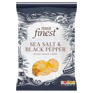 Tesco Finest tengeri sóval és feketeborssal ízesített burgonyachips 150 g