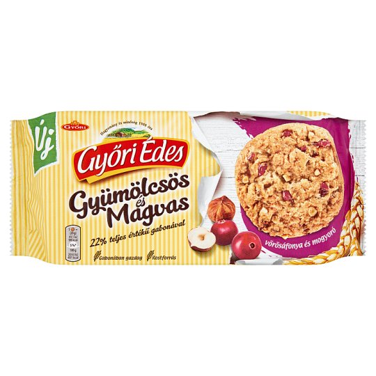 Győri Édes Gyümölcsös és Magvas omlós keksz vörösáfonyával és mogyoróval 120 g