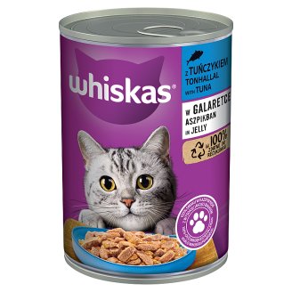 Whiskas 1+ teljes értékű állateledel felnőtt macskák számára tonhallal aszpikban 400 g