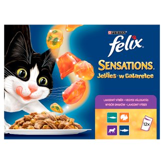 Felix Sensations teljes értékű állateledel felnőtt macskák számára zamatos aszpikban 12 x 100 g