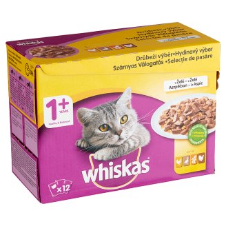 Whiskas 1+ Szárnyas Válogatás teljes értékű állateledel felnőtt macskák számára aszpikban 12 x 100 g