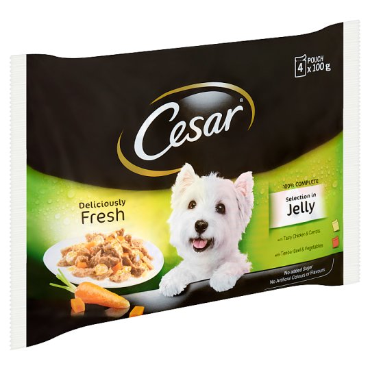 Cesar teljes értékű állateledel válogatás aszpikban felnőtt kutyák számára 4 x 100 g