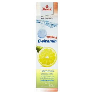 Haas 1000 mg C-vitamin citromízű cukormentes pezsgőtabletta 20 db 80 g