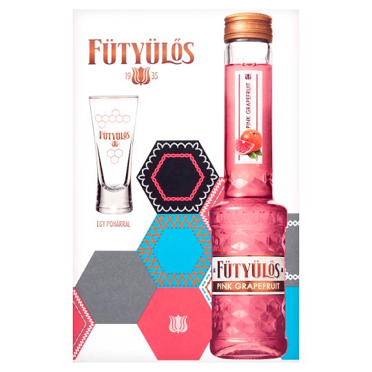 Fütyülős pink grapefruit likőr egy pohárral 30% 0,5 l