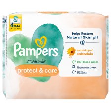 Pampers Harmonie Protect & Care Nedves Törlőkendő, 4 Csomag = 176 db Törlőkendő