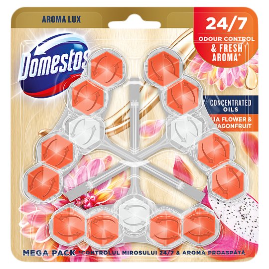 DOMESTOS Aroma Lux Dahlia Flower & Dragonfruit Toilet Rimblock 3 x 55 g ...