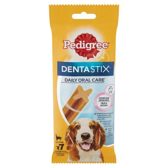 Pedigree DentaStix kiegészítő állateledel 10-25 kg-os, 4 hónapnál idősebb kutyáknak 7 db 180 g