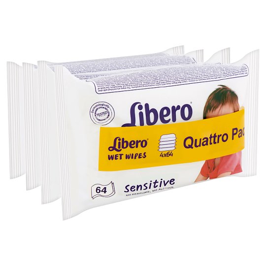 Libero Sensitive nedves törlőkendő érzékeny bőrre 4 x 64 db