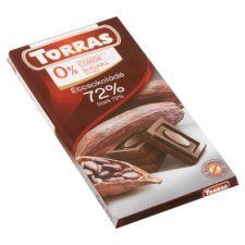 Torras étcsokoládé 72%-os kakaótartalommal, édesítőszerrel 75 g