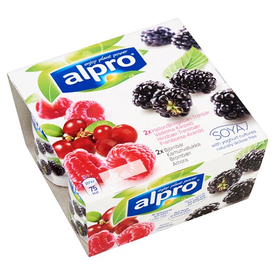 Alpro fekete ribizlis-szedres és málnás szójakészítmény 4 x 125 g