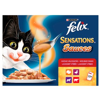 Felix Sensations Sauces Ízletes Válogatás teljes értékű eledel felnőtt macskák számára 12 x 100 g