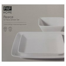 F&F Home Pearce Square White Dinner Set 12 pcs