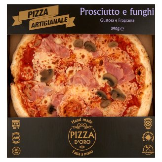 Pizza D'Oro Prosciutto e funghi gyorsfagyasztott kézműves pizza 390 g